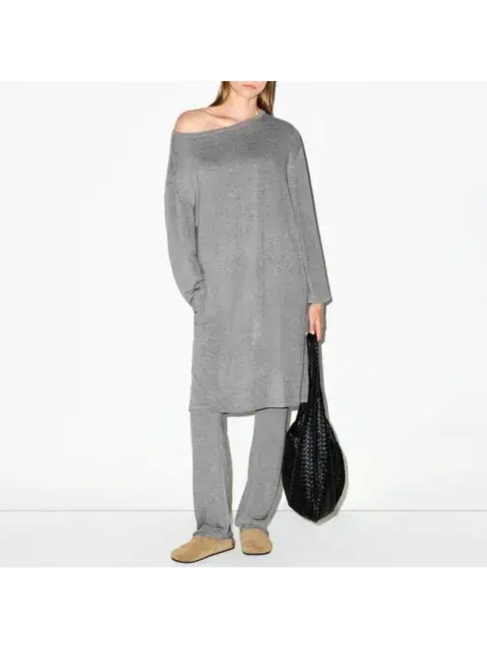 SKIMS Modal Long Sleeve Tunic in Heather Gray - Size Small